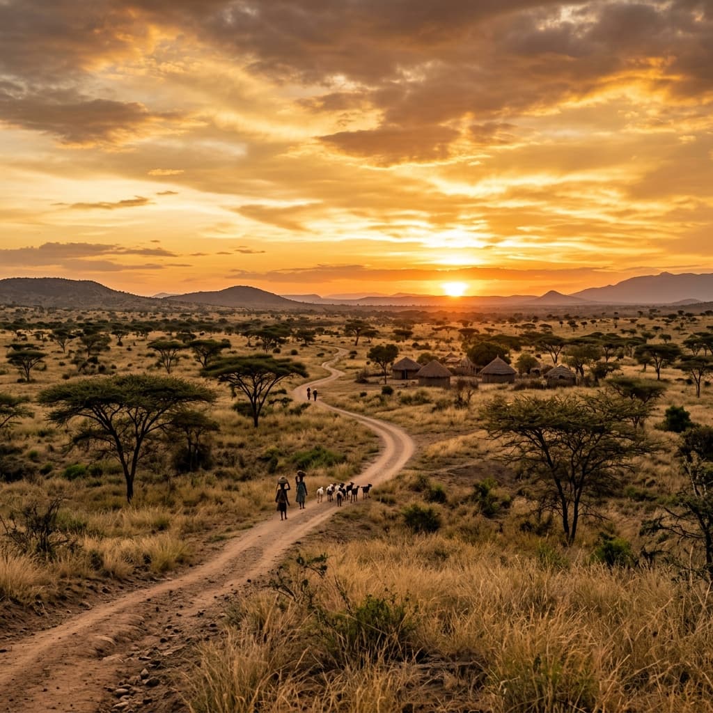 Ancient African landscape background